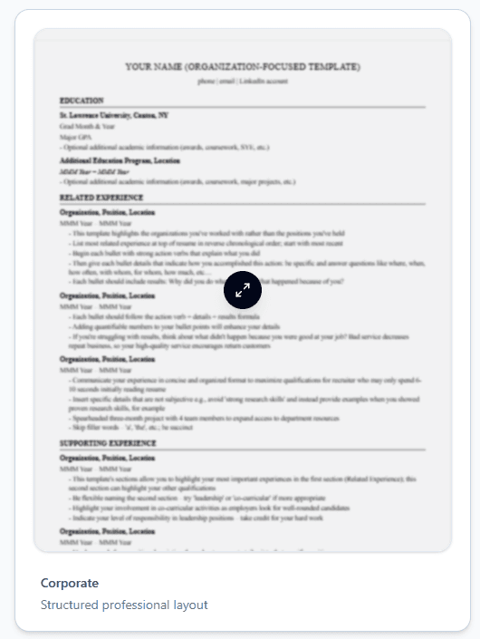 Technical resume template preview