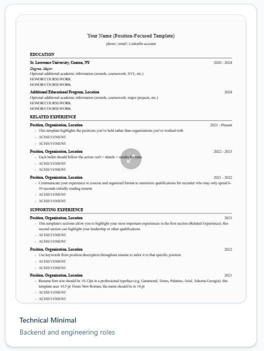 Corporate resume template preview